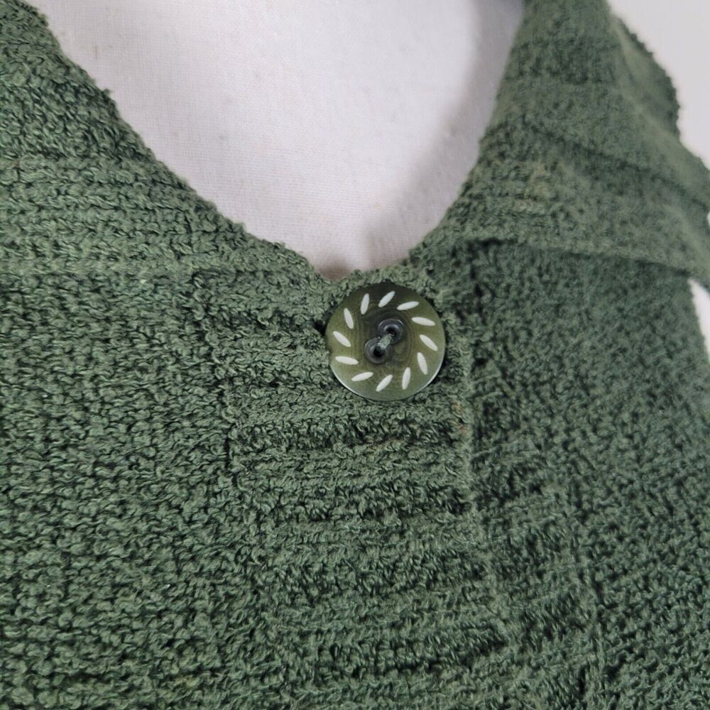 Flax Sweater Womens Small Medium Green Pima Boucle Cotton Cardigan - Picture 5 of 8